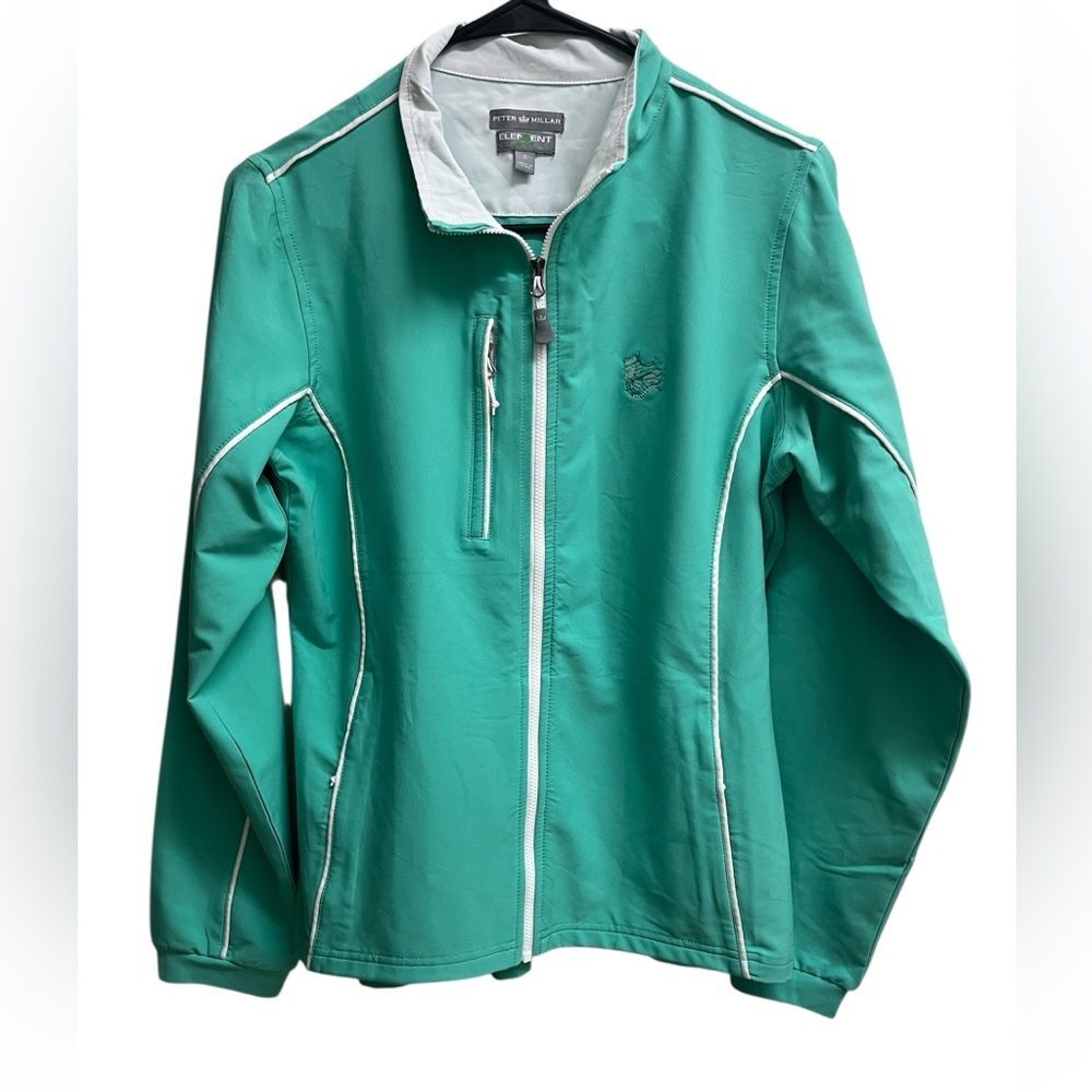 Peter Millar Turquoise Green Element 4 Wind Full Zip Golf Jacket SZ S